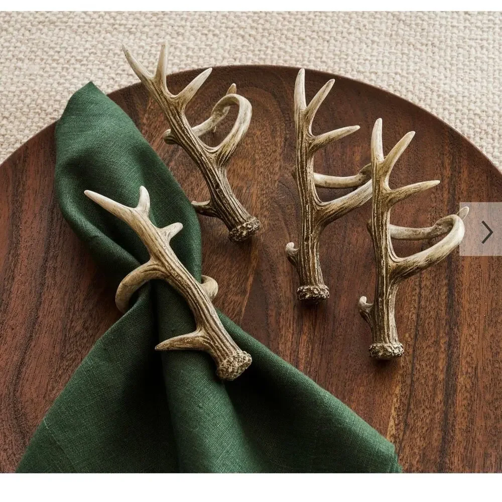 Pottery Barn Antler Napkin Rings Set of 6